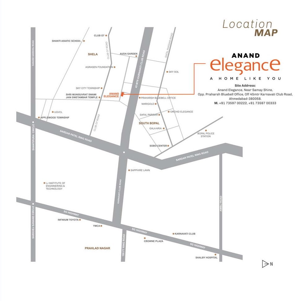 location of Anand Elegance at Shela